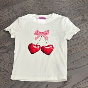 White Kids Shirt with Red Heart Design